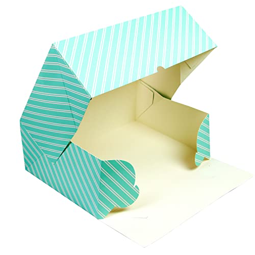 Global Sugar Art 14x10x5 Inch Quarter Sheet Box with Window, Blue, 5-Count - color: Blue Stripe