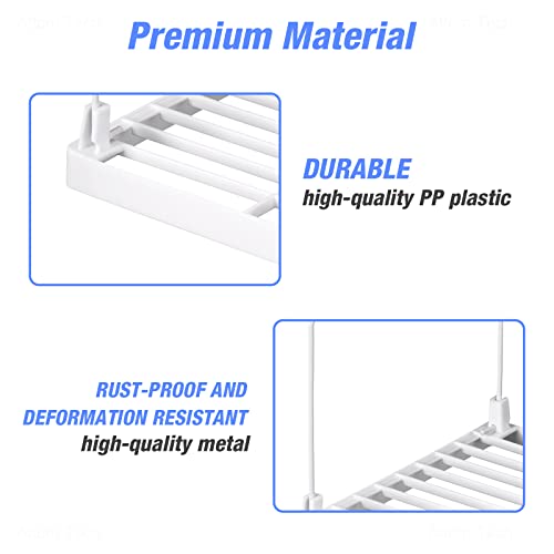 NiHome 8-Pack Stackable Plastic Kitchen Storage Shelf Foldable Rack, White - size: 8-Pack