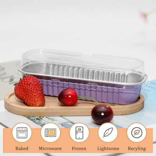 50 Pack 6.8oz Mini Cake Pans with Lids, Purple - color: Purple, size: Rectangle