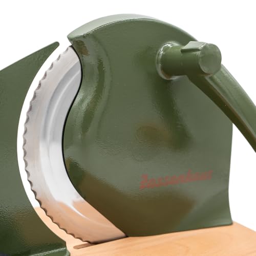 Zassenhaus Original Classic Adjustable Bread Slicer for Uniform Slices - Bread Slicer for Homemade Bread - 18/8 Stainless Steel Blade Sourdough Cutter -Cyprus Green, 11.75" x 8" - color: Cyprus Green, size: 11.75" x 8" x 4.7"