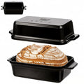 Enameled Cast Iron Dutch Oven for Bread Baking, 9×5 Dutch Oven Pot with Lid for Homemade Bread, 2 in 1 Sourdough Bread Pan with Lid, Roasting & Braising, Oven & Induction Safe (4.2 QT,Black) - color: Black