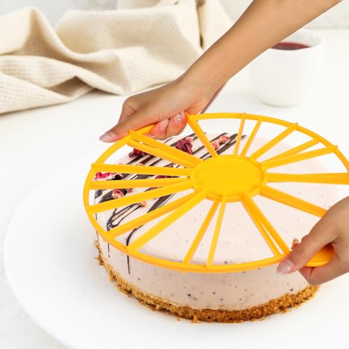 Cake Portion Marker, Double Sided 10 or 12 Slices Cake Cutter Marker for Even Slices, Yellow - color: Yellow