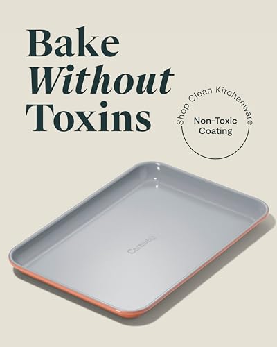 Caraway Non-Stick Ceramic Small Baking Sheet Duo - color: Perracotta, size: 2x Small 9" x 13"