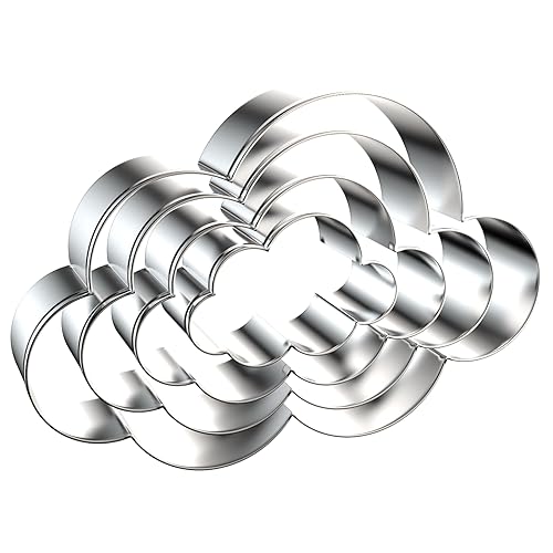 Cloud Cookie Cutter Set Large - 5 Inch, 4 Inch, 3 Inch, 2 Inch - 4 Pieces Cookie Cutters Shapes Sandwich Fondant Biscuit Clay Molds - Stainless Steel - color: Cloud