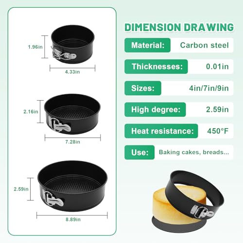 Springform Cake Pan Set,Non-Stick Springform Pans Set of 3 - color: Black3