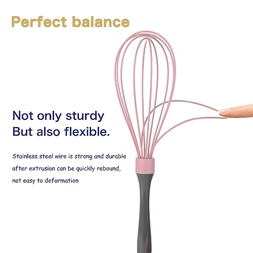 OYV Dishwasher Safe Silicone Whisk, 12-Inch, Non-Scratch, Pink - color: Pink