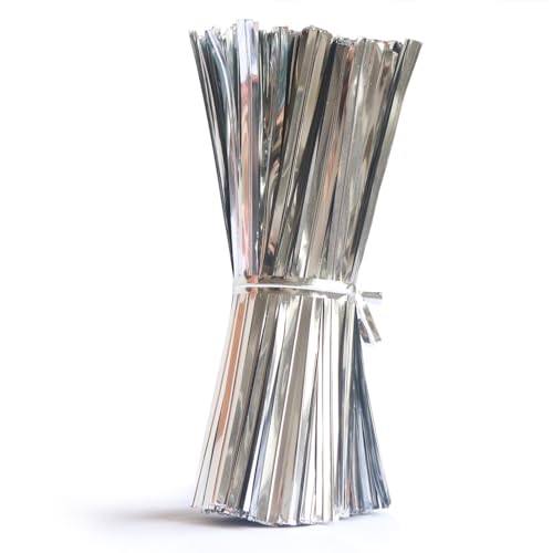 Twist Ties for Treat Bags 750 Pcs Party Cake Pops Ties 3.94" (Silver) - color: Silver