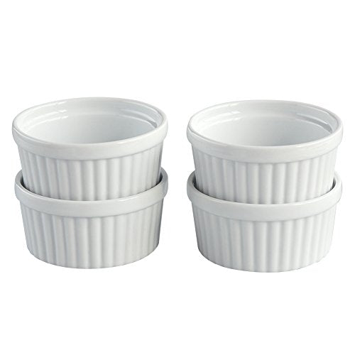Cinf 6 oz Porcelain Ramekins Set of 4, Souffle & Dessert Cups - color: White, size: 6oz–Mini