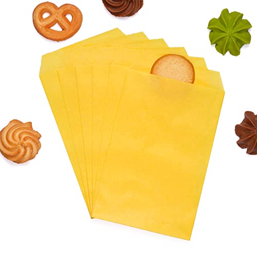 Quotidian Lemon Yellow Flat Greaseproof Paper Cookie Bags 4x6 in, 100 Count - color: Lemon Yellow