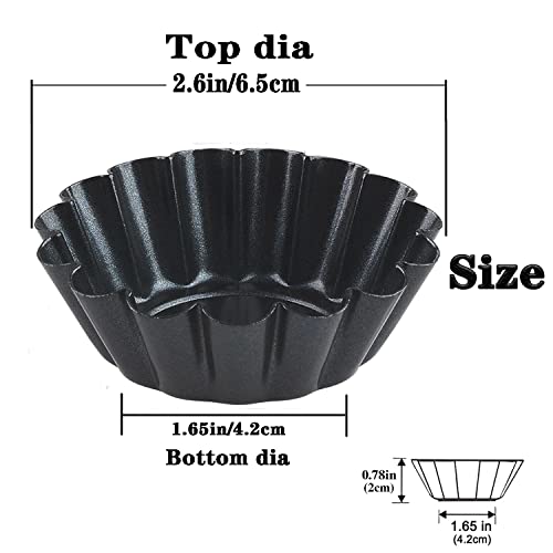 12PCS 2.6" Egg Tart Molds, Mini Carbon Steel Non-Stick Baking Pans - size: 2.6inch