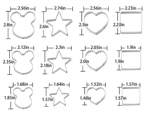 Metal Cookie Cutters Set - Square, Heart, Star - 12Pieces Cookie Cutters - Fruit Cutter, Polymer Clay Cutters Cookie Cutter Set for Kitchen Baking - style: 12 Heart Square Star
