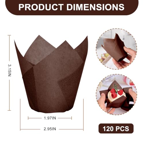 120pcs Tulip Cupcake Liners for Baking Cups, Premium Muffin Liners Holders - color: Coffee