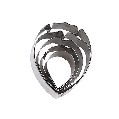 KALAIEN 5pcs Stainless Steel Peony Cutter 2pcs Fondant Silicone Mold - color: Peony Set(7pcs)