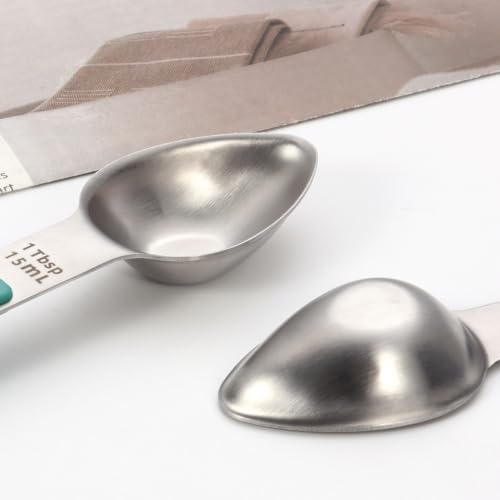 Heavy Duty Stainless Steel Measuring Spoons,Unique Dual-Head Tablespoon and Teaspoon with Bonus Leveler,Engraved Markings,Nonslip Silicone Grip,Great Baking Gift Set(colourful)(set of 5) - color: Measuring Spoons 5pcs(Colorful)