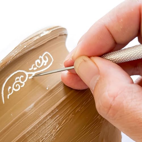 DIYOOHOMY 10 Pcs Clay Needle Tool and 7-Pin Pottery Feather Wire Texture Tools, Polymer Clay Sculpting Tools for Texturing Scoring Carving Modeling Ceramic Sculpture Detail Nail Art DIY Craft Supplies - color: White-4