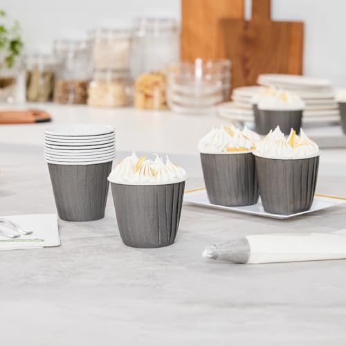Restaurantware 4 oz Round Gray Paper Tall Baking Cup, 200 Pack - color: Gray, size: Tall