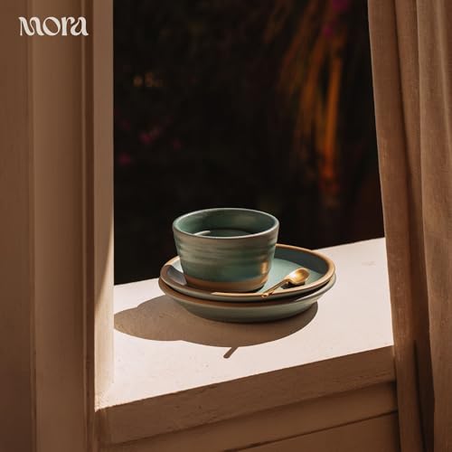 Mora Mini Ramekins Set of 4, 8oz Ceramic Pottery Baking Dishes - Microwave, Oven and Dishwasher Safe - Iris - color: Iris, size: Mini