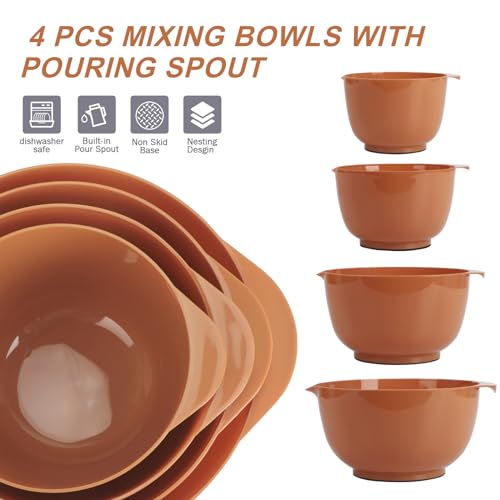 BoxedHome 4.5qt Mixing Bowls Set of 4 - color: Brownish Orange