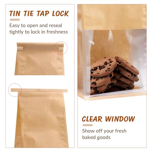 105 Pcs Small Bakery Bags with Window, Paper Cookie Bags - size: Small (Pack of 105)