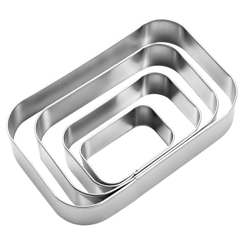 Rounded Rectangle Cookie Cutter Stainless Steel Plaque Cookie Cutters Geometric Frame Cookie Cutters Shapes Molds for Baking 1 Inch Depth - color: Rounded Rectangle