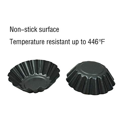 12 Pack Egg Tart Pan, Small Nonstick Carbon Steel Tartlet Tins - size: bigger 3"
