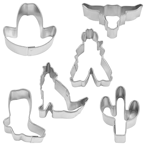 R&M Mini Tex Mex 6-Piece Cookie Cutter Set 1.5"-1.75" – Small Western Baking Tool for Cookies, Fondant & Crafts