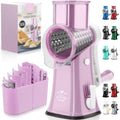 Rotary Cheese Grater Hand Crank, Vegetable Shredder - Lilac & White - color: 16 - Pink and White