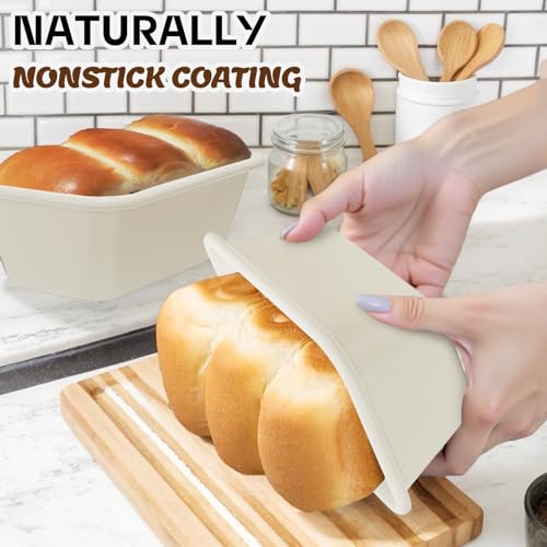 Baking Pans Set, Nonstick Bakeware Sets, Oven Pans for Cooking, AIVIKI 6 Pieces Baking Set Including Cookie Sheet, Deep Roaster Pan, Square Pan, Loaf Pan, Muffin Pan, Carbon Steel Baking Set - color: Cream White