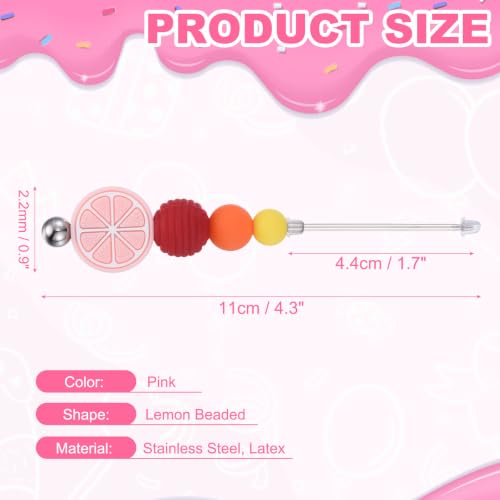 uxcell Cookie Scribe Tool Stainless Steel Icing Pin Lemon Beaded Pink - color: Pink