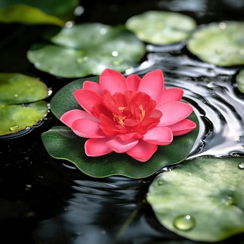 M METERXITY 1-Set Artificial Floating Foam Lotus Flower 4 inch, Pink - color: Pink, size: 3.9 Inch