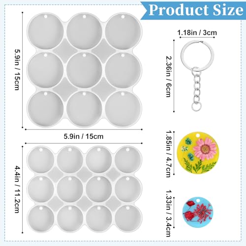 Round Keychain Resin Molds, Large + Small Christmas Pendant Molds - color: Round Resin Pandant Molds