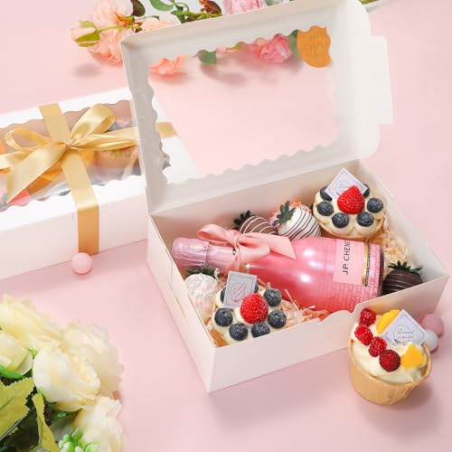 36 Pack Cookie Boxes with Window, 9x6x2.5 Inch White Bakery Boxes - color: white, size: 9x6x2.5 in