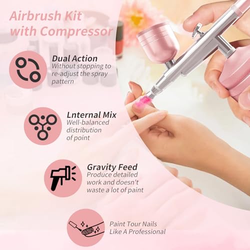 Airbrush Kit with Air Compressor, Cordless Rechargeable with 0.3mm Nozzle
