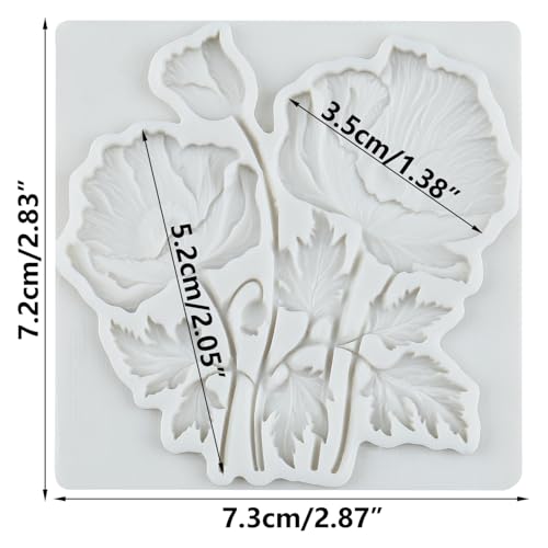 Poppy Flower Silicone Mold Flower Fondant Chocolate Candy Molds - color: Style 30