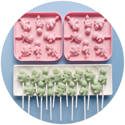 2pcs Dino Silicone Lollipop Mold For Kids,Hard Candy Sucker(2pcs Dino) - color: 2pcs Dino