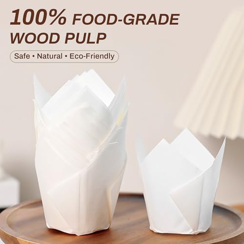 200PCS Tulip Cupcake Liners, Parchment Muffin Liners, White - color: White, size: 200 Count