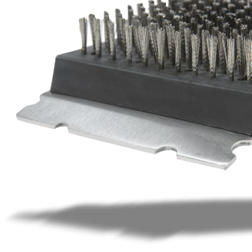 BBQ-Aid Grill Brush and Scraper for Barbecue – Grill Brush for Outdoor Grill with Extended, Large Wooden Handle and Replaceable Stainless Steel Bristles Head –No Scratch- BBQ Grill Brush for Any Grill - color: Grill Brush & Scraper