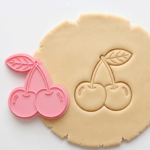 Cherry Cookie Cutters with Embosser Stamp 3D Printed PLA Fruit Shape 6 Inch Summer Cherry Theme Party Birthday Baking Supplies - color: Cherry, size: 6"