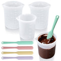 Palksky Silicone Chocolate Melting Cup Set with 4 Silicone Measuring Cups (250ml & 350ml) and 4PCS Heat-Resistant Jar Spatulas, Non-Stick Baking Tools for DIY Chocolate, Butter & Cream Mixing - size: Jar Spatulas*4 +250ml*2+350ml*2