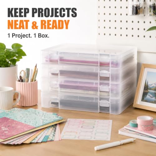 CraftGenes 4 Pack Scrapbook Paper Storage Boxes for Letter and A4 Paper