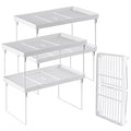 NiHome 4-Pack Stackable Plastic Kitchen Storage Shelf Foldable Rack, White - size: 4-Pack