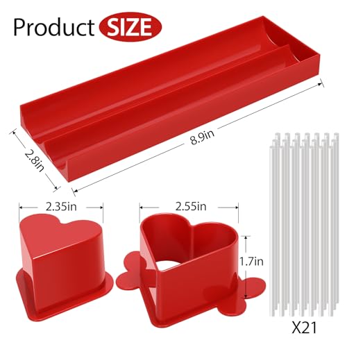 Heart Cake Pop Mold Set with 9in Tray and Sticks- Red - color: Red（Heart）