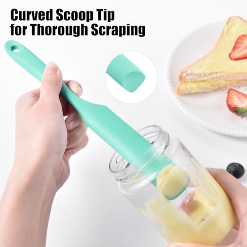 Doosu Silicone Jar Scraper Spatula Long Handle for Peanut Butter (Aqua Sky) - color: Aqua Sky, size: 9.7in (jar spatula)