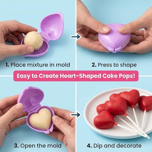 Cakepop Molds Shapes, 4-Piece DIY Cake Pop Mold Set with 100 Lollipop Sticks for Home Baking Enthusiasts, Professional Cake Pop Molds Shapes for Party and Holiday Dessert Creation