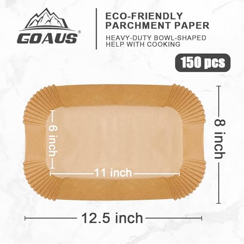 GOAUS Parchment Paper Liners 150 Pcs for Ninja Foodi Smart XL, Air Fryer Liners Disposable Rectangle Accessories Fit Ninja Grill FG551/DG551/IG651 - size: 11.5 x 6