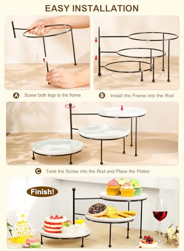 Tiered Serving Tray for Party, 10 Inch Dessert Display Stand, Black - color: Black