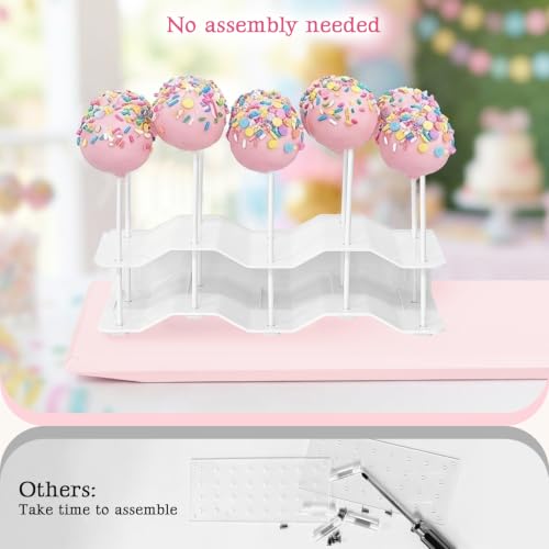 NWK 2 Pieces Cake Pop Stands Set with Sticks Kit (White) - color: White