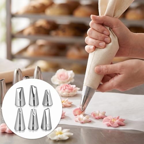 6 PCS Piping Tips Set, Cake Decorating Tips, Flower Icing Nozzles