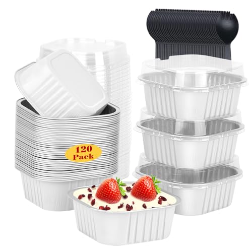 LNYZQUS 5oz Mini Cake Pans with Lids, Individual Brownie Tins 120 Pack - color: White, size: 120 Pack