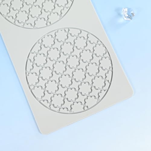 TUKE Silicone Embossing Mold Round Pane for Fondant & Clay - size: D_ Pane Pattern